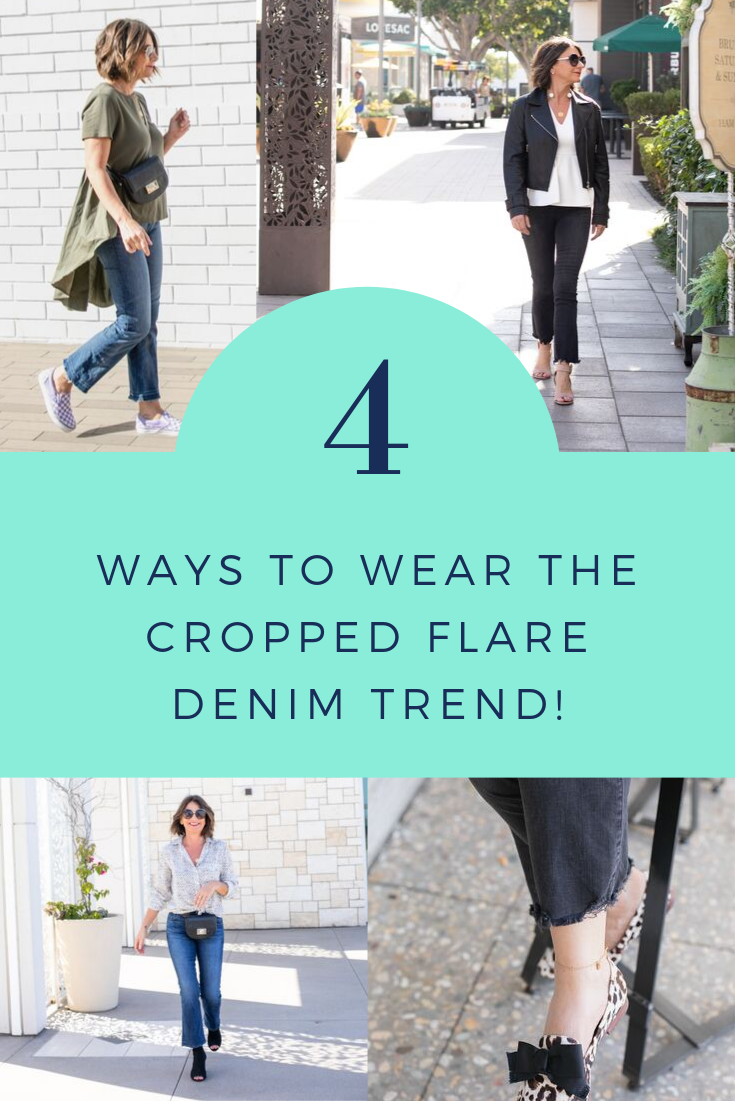 I LOVE the cropped flare denim trend that is hot right now. Today I am sharing 4 ways you can easily wear this trend and look chic. 